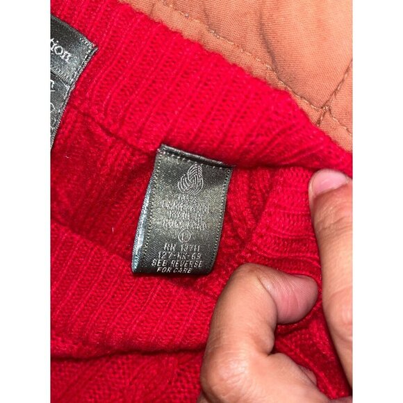 Lord & Taylor Red Lambswool Cable Knit Crewneck Pullover Sweater Men's Size L - Picture 9 of 10